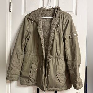 Women's Olive Hooded Military Jacket